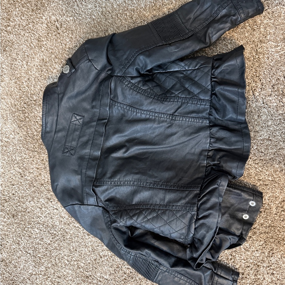 Urban Republic Black Quilted Faux Leather Peplum Jacket